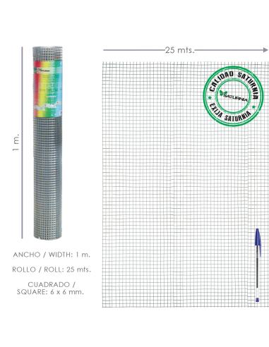 Malla Electrosoldada Galvanizada 6x6 / 100 cm. rollo 25 Metros Uso Domestico - Imagen 1
