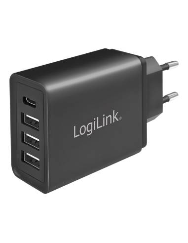 Carregador rápido 27w x 4 usb (apenas ficha de parede) logilink