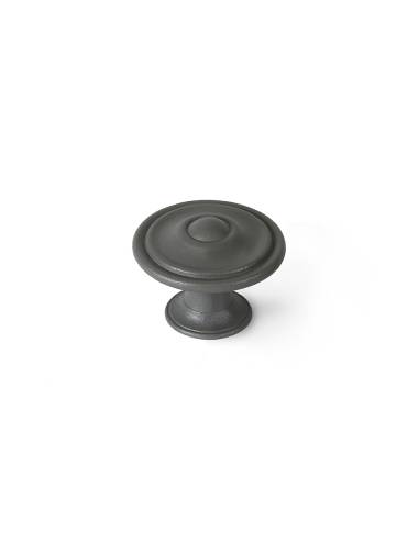 Blíster com 4 puxadores redondos para móveis. fabricado em zamak e acabamento cinzento cinza. mod. 3110 ø35mm. rei