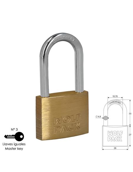 Candado Laton Arco Largo Llaves Iguales 30 mm. Nº3 - Imagen 1