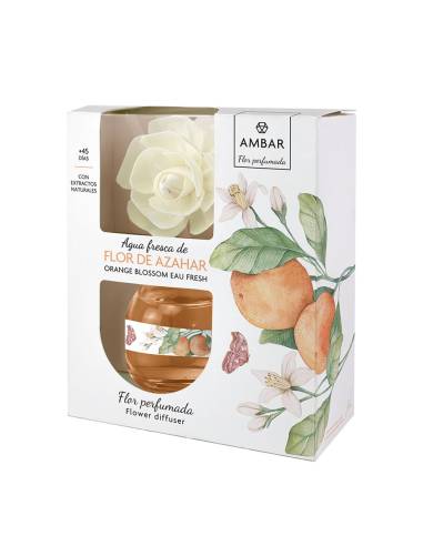 Ambientador ambar flor difusor água fresca azahar 60ml