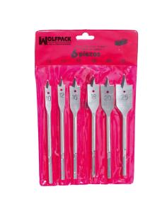 Juego Brocas Planas Madera 3 Puntas Wolfpack 6 Piezas - Imagen 1