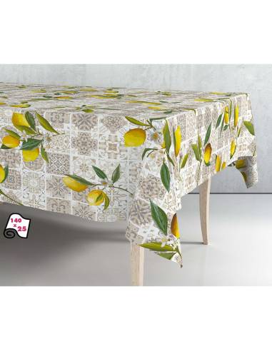 Rollo de hule mantel estampado limones 140 cm x 25 m