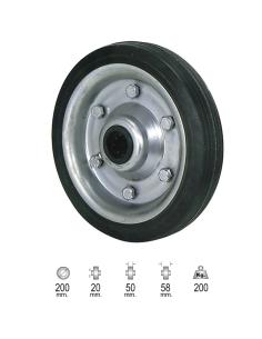 Rueda Industrial Goma Negra Sin Eje 200 mm. - Imagen 1