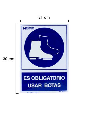 Cartel Obligatorio Uso De Botas 30x21 cm. - Imagen 1