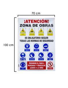 Cartel Combinado Normas Obra  100x70 cm. - Imagen 1