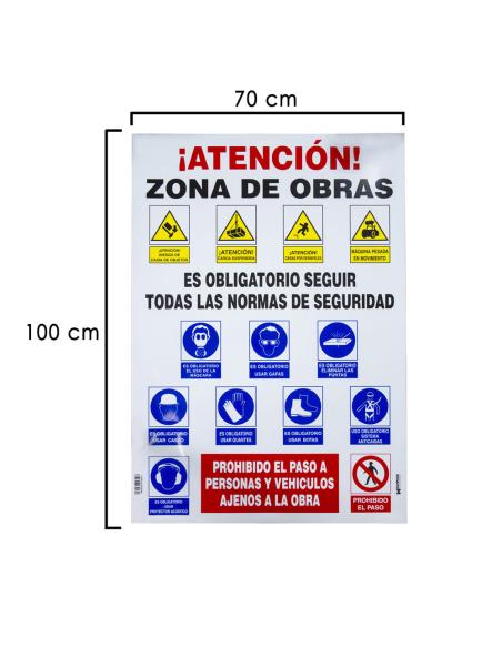 Cartel Combinado Normas Obra  100x70 cm. - Imagen 1