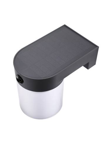 Aplique solar cilíndrico 4 w 500 lm, 3000/4000/6500 k, 3cct, com sensor, preto