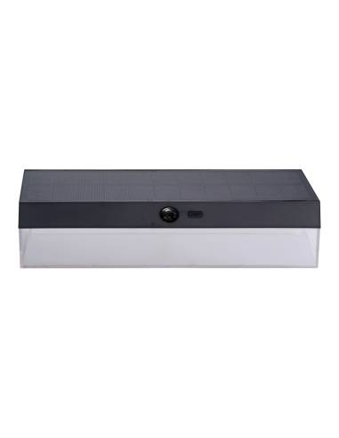 Aplique solar retangular 4w 500lm, 3000/4000/6500k, 3cct, com sensor, preto