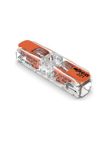 Conector rápido em linha com alavanca 2 condutores, ø máximo 4 mm², 450 v, 32 a transparente 8,1 x 35,5 x 8,9 mm