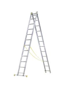 Escalera Aluminio 2 Tramos 7+7 Peldaños. Plegable, Antideslizante, Resistente - Imagen 1