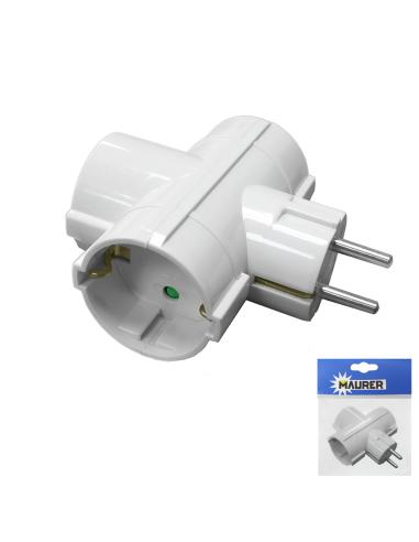 Adaptador Triple Schuko 16 A 250 V.