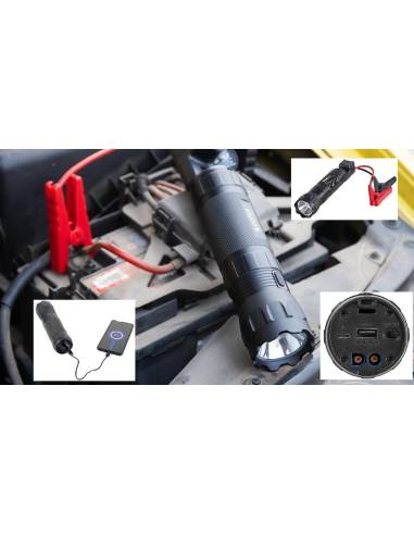 Arrancador portátil de baterías 600A con linterna Led