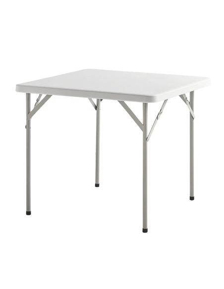 Mesa Plegable Cuadrada HDPE Multifuncional, Portatil, Resistente,Multiusos 86x86x74 cm. Color Blanco
