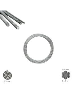 Cable Galvanizado 4 mm. (Rollo 25 Metros) No Elevacion