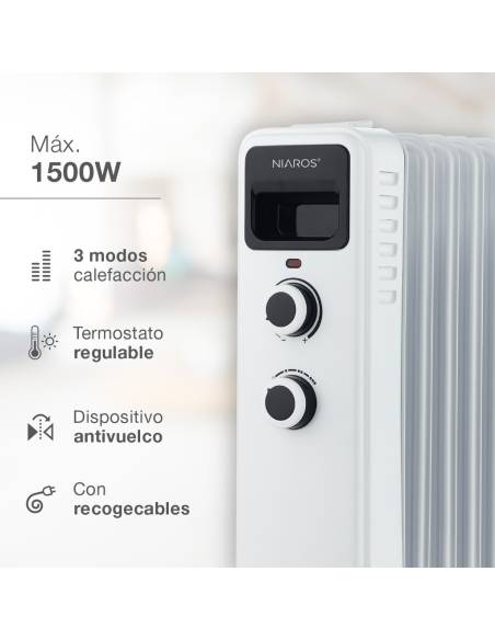Radiador Eléctrico de Aceite 1500W 7 elementos