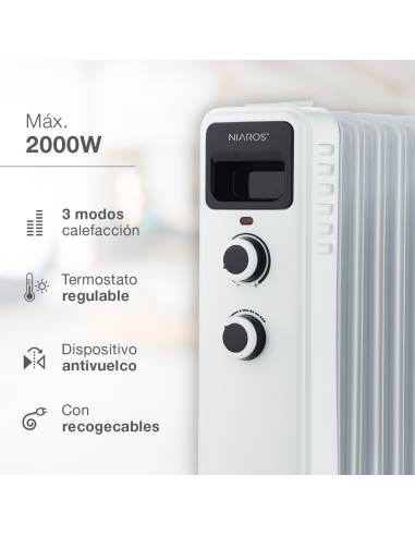 RADIADOR ELEC ACEITE 9 EL 2000W