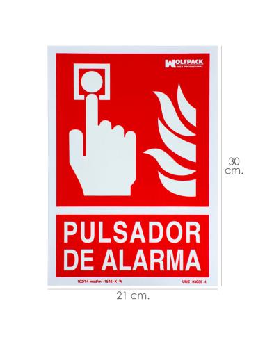Cartel / Señal Fluorescente Pulsador Alarma 30x21 cm. - Imagen 1