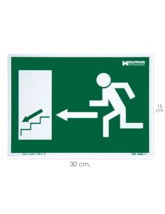 Cartel / Señal Fluorescente Salida Escalera Izquierda Abajo 21x30 cm. - Imagen 1