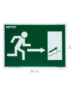 Cartel / Señal Fluorescente Salida Escalera Derecha Arriba 21x30 cm. - Imagen 1