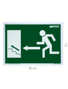 Cartel / Señal Fluorescente Salida Escalera Izquierda Arriba 21x30 cm. - Imagen 1