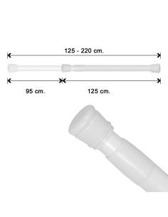 Barra Para  Cortina Ducha Extensible Aluminio Blanco125 a 220 cm. - Imagen 1
