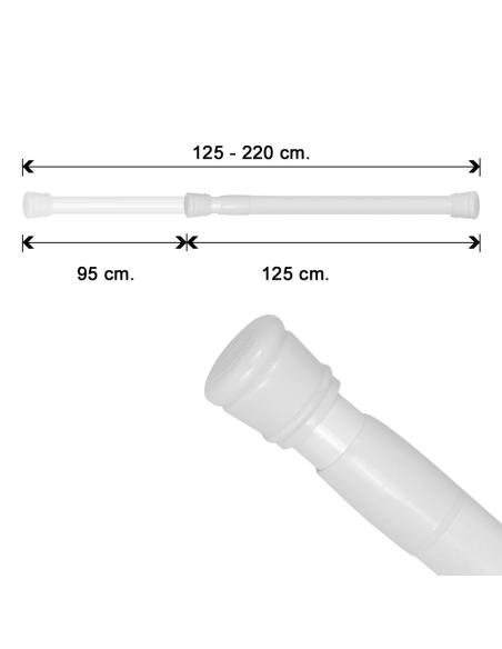 Barra Para  Cortina Ducha Extensible Aluminio Blanco125 a 220 cm. - Imagen 1