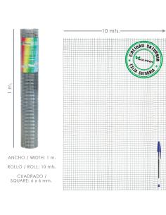 Malla Electrosoldada Galvanizada 6x6 / 100 cm. rollo 10 Metros Uso Domestico - Imagen 1