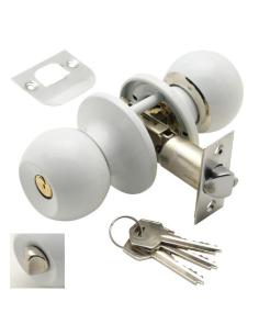 Pomo Puerta Wolfpack Con Llave Con Condena Blanco Para Entrada - Imagen 1