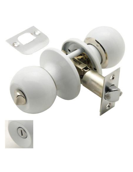 Pomo Puerta Wolfpack Con Condena Blanco Para Baño - Imagen 1
