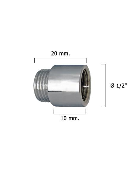 Alargadera Redonda Cromo  1/2" x 10 - Imagen 1
