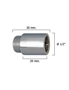 Alargadera Redonda Cromo  1/2" x 20 - Imagen 1
