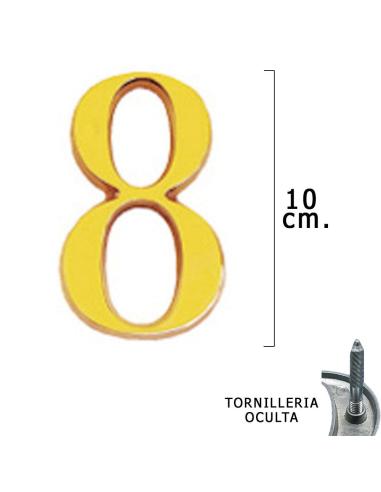 Numero Latón "8" 10 cm. con Tornilleria Oculta (Blister 1 Pieza) - Imagen 1