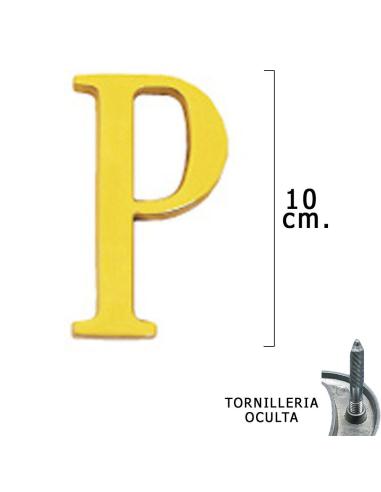 Letra Latón "P" 10 cm. con Tornilleria Oculta (Blister 1 Pieza) - Imagen 1