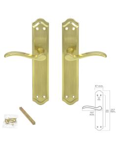 Juego Manivelas Para Puertas, Zamack Latonado "Oryx Irene" - Imagen 1