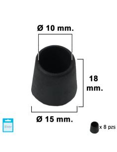 Contera Cónica Negra 10mm. Blister 8 piezas. - Imagen 1