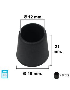 Contera Cónica Negra 14mm. Blister 8 piezas. - Imagen 1