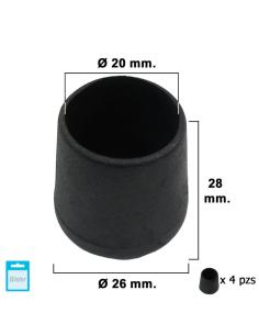 Contera Cónica Negra 20mm. Blister 4 piezas. - Imagen 1