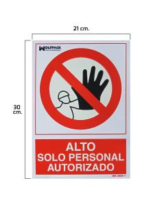 Cartel Alto Acceso Solo Personal Autorizado 30x21 - Imagen 1