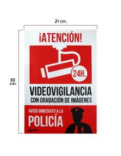 Cartel Alarma Conectada Aviso a Policia 30x21 - Imagen 1