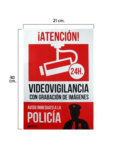 Cartel Alarma Conectada Aviso a Policia 30x21 - Imagen 1