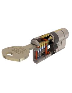 Cilindro Tesa Seguridad T70  30x30 Latonado Leva Larga - Imagen 1