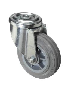 Rueda Industrial Goma Gris Pasante  80mm - Imagen 1