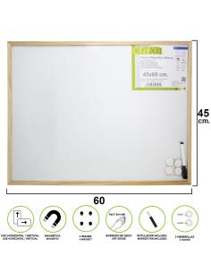 Pizarra Magnetica Blanca 45x60 cm. Con Rotulador y 4 Imánes - Imagen 1