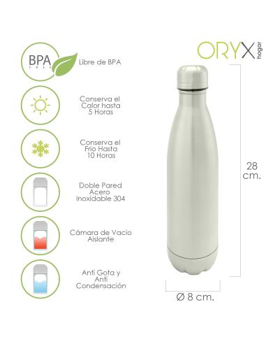 Botella Termica, Capacidad De 500 ML. Libre BPA,  Acero Inoxidable, Antigoteo - Imagen 1