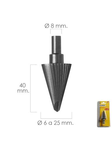 Fresa Conica Hss Ø 6-25 mm. Para Taladro / Fresadora - Imagen 1
