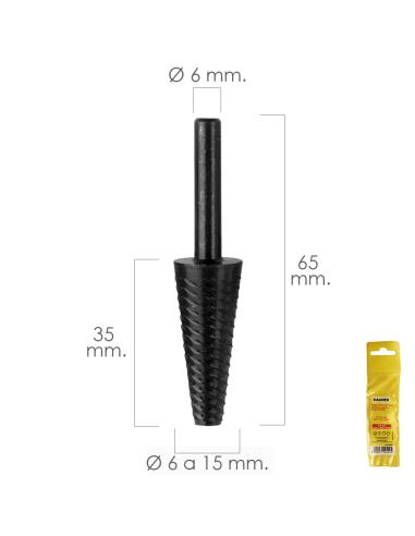 Fresa Rotativa Para Metal Conica Ø 6 a 15 mm. Para Taladro / Fresadora - Imagen 1