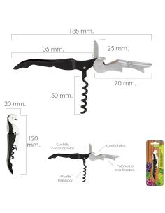 Sacacorchos Camarero Profesional Dos Tiempos Con Descapsulador - Imagen 1