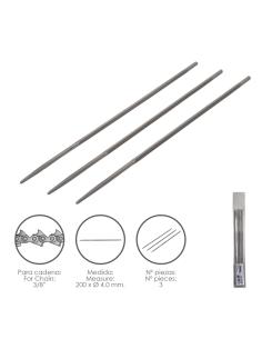 Limas Cadena Motosierra 200 x Ø 4.0 mm. 3/8" LP (Pack 3 Piezas) - Imagen 1