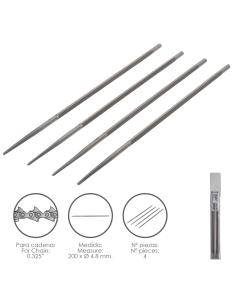 Limas Cadena Motosierra 200 x Ø 4.8 mm. 0.325" (Pack 4 Piezas) - Imagen 1